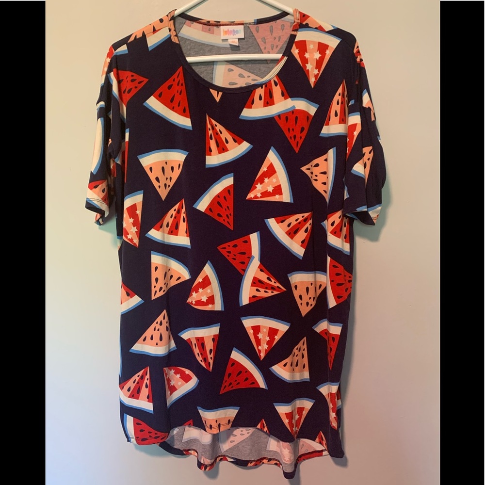 NWOT Sz XS LuLaRoe Patriotic Watermelon Tunic Top